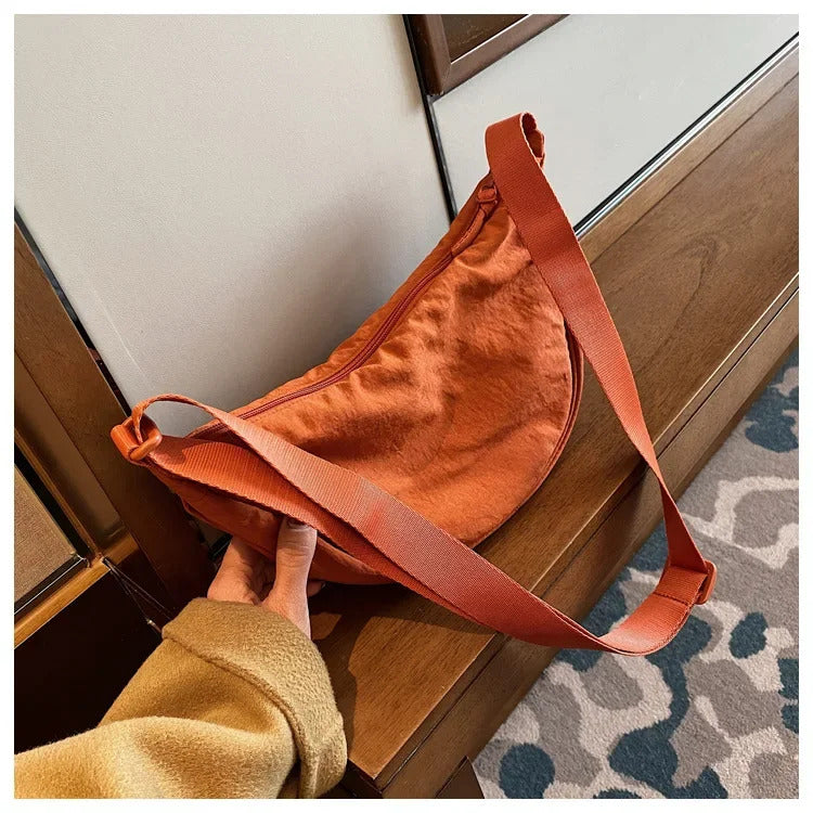 Casual Nylon Hobos Crossbody Bag for Women Shoulder Bag Woman Half Moon Chest Bags Tote Lady Travel Shopper Bag Female Purses