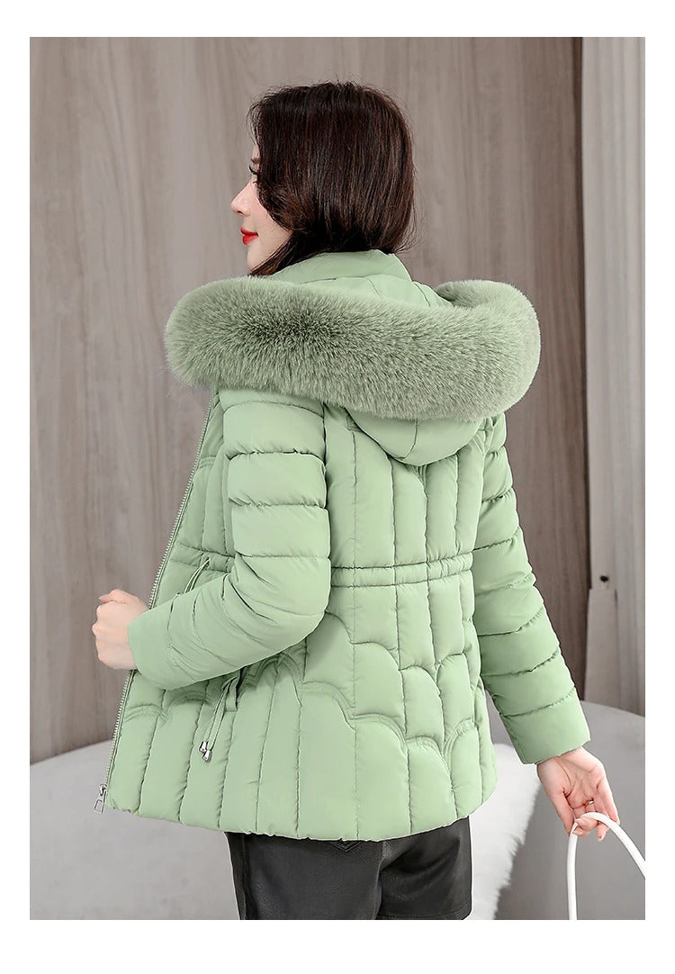 Winter 2024 New Down Jacket Women Parkas Fashion High-Quality Warm Cotton Padded Coat Ladies Short Overcoat Hooded Overwear Tops