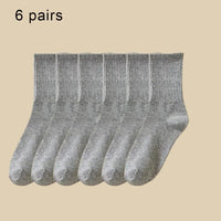 6/12 Pairs Women Mid Socks Solid Color Breathable Comfortable In Autumn Winter Sweat Absorbing High-Quality Casual Socks Sports