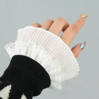 1Pair Spring Autumn Detachable Sleeve Cuffs Lace Cuffs Fake Sleeve Ruffles Elbow Sleeve Sun Protection Gloves Sweater Decorative