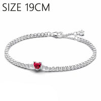 S925 Sterling Silver Valentine's Day Red Series Red Heart Charm Bow Ring Heart Necklace Fit Bracelet DIY for Women Jewelry Gift