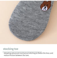 3/5/6/10 Pairs of WOMEN and MEN Cotton Socks, Casual Breathable Short Socks, and Girls' Cartoon Bear Low Cut Ankle Boat Socks