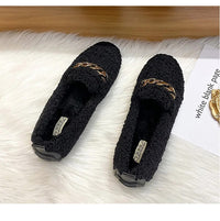 Luxury Sheep Fur Lined Loafers Women Lambswool Shoes Ladies Winter Slip On Furry Flats Cotton Wool Mocasine Femme Barefoot Boots