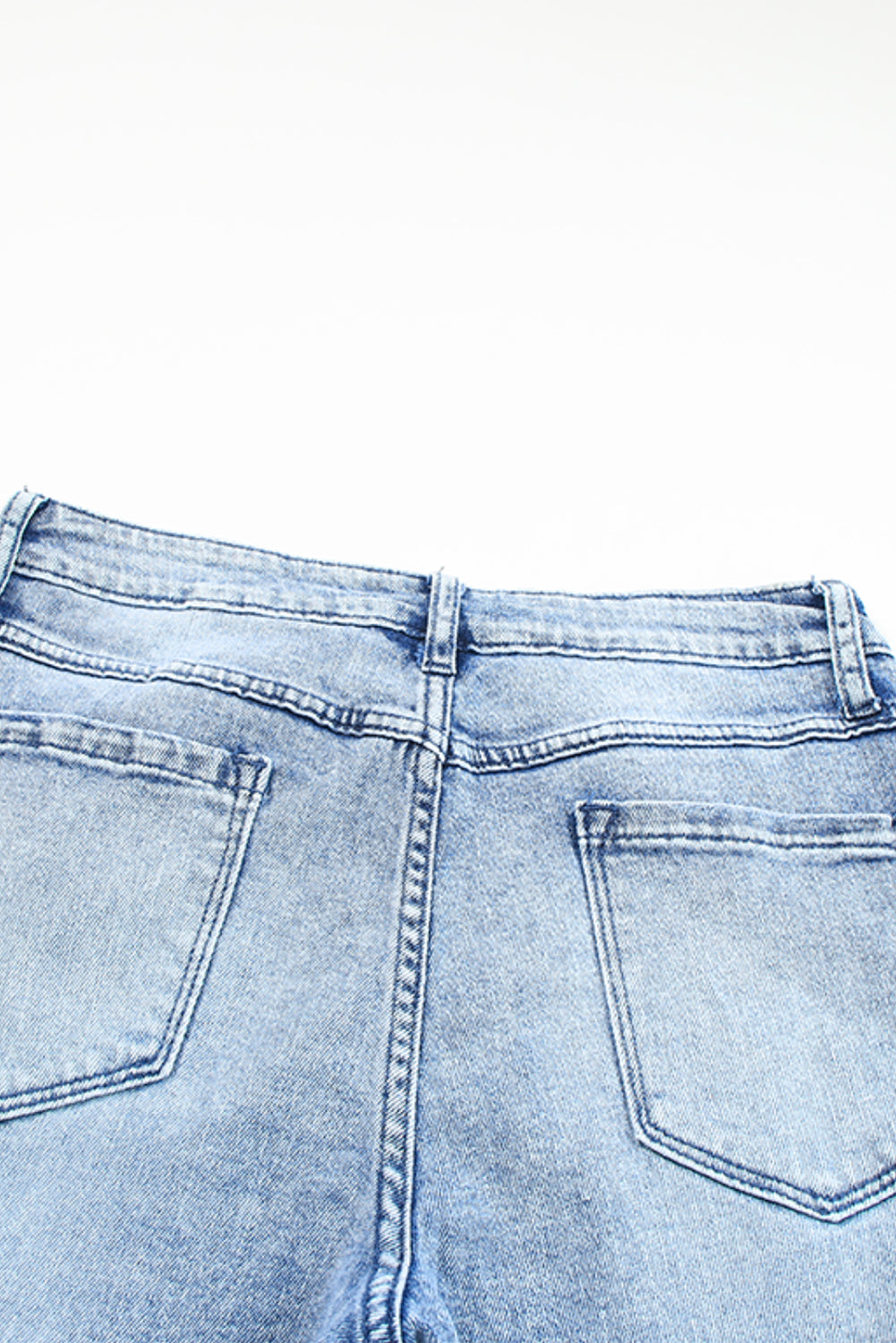 Sky Blue Washed Ripped Wide Leg High Waist Jeans