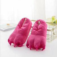 Winter Warm Soft Indoor Floor Slippers Women Men Shoes Paw Funny Animal Christmas Monster Dinosaur Claw Plush Home