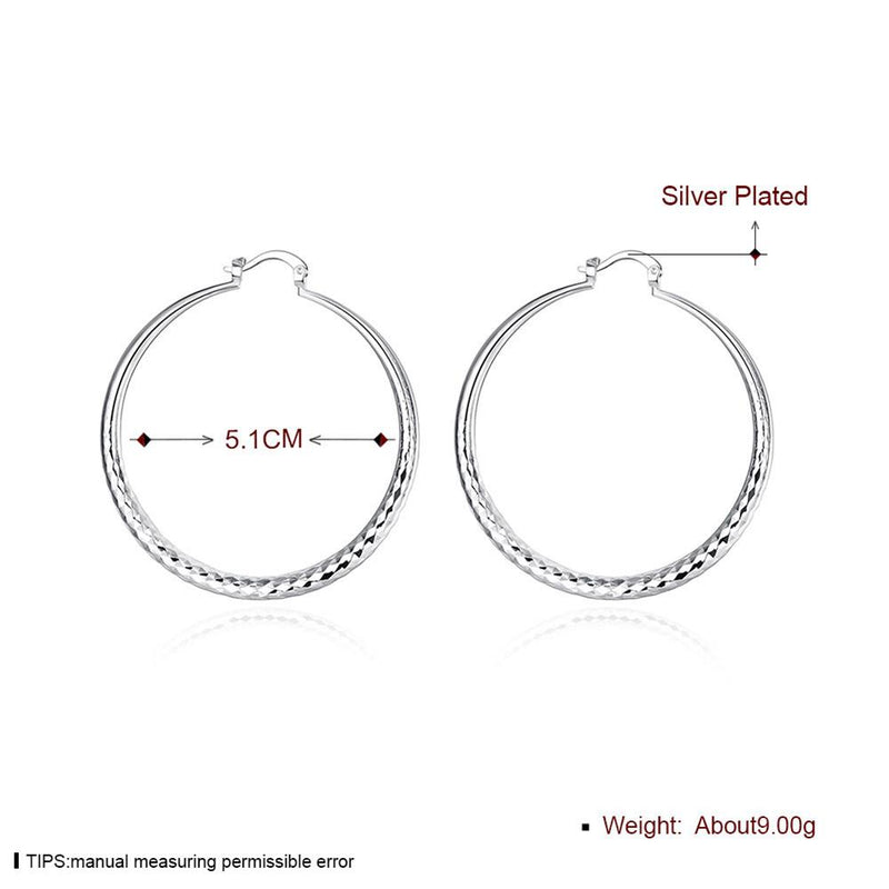 Charms fine 925 Sterling Silver 5CM circle hoop Earrings for Women fashion Pretty wedding party Jewelry Holiday gifts