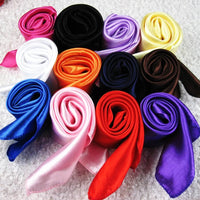 Fashion Solid Women Square Scarf Fake Imitated silk Wraps Elegant Floral Spring Summer Head Neck Hair Tie Band kerchief