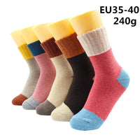 5 Pairs Winter Warmer Women Thicken Thermal Wool Cashmere Snow Socks Fashion Casual Euramerican National Wool Socks for Women