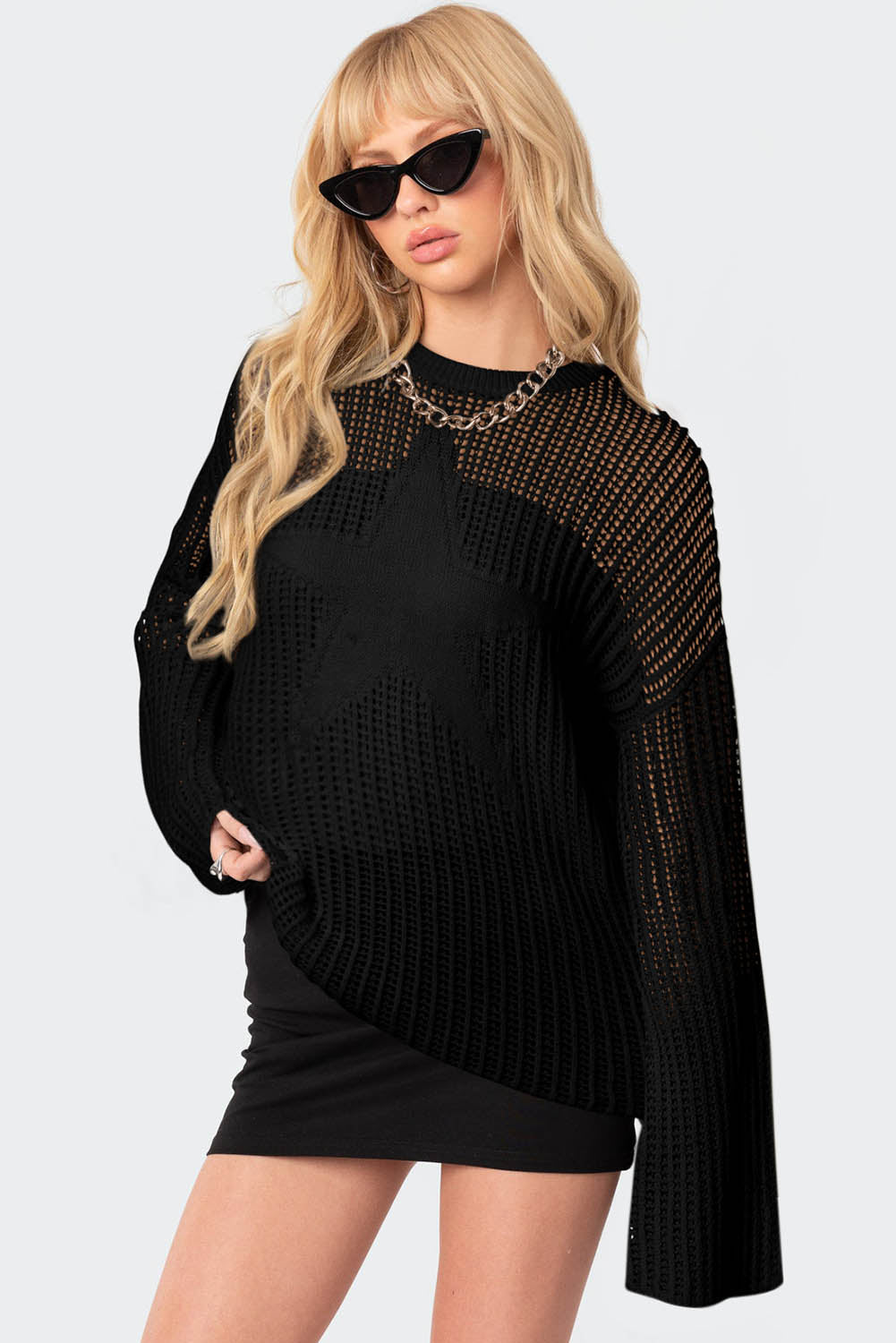 Black Seeing Stars Oversized Sweater