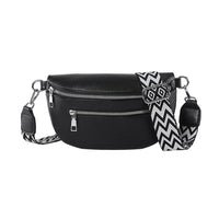 Women's Waist Bag Multi-pocket Street Fanny Pack PU Leather Chest Bag Fashion Wide Strap Crossbody Bag Retro Solid Shoulder Bags