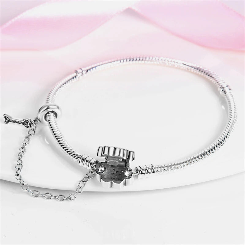 Original Bracelets 925 Silver 17-20CM Heart Safety 3mm Chain Snake Bone Bracelet Fit DIY Charms Bead Birthday Jewelry Gifts