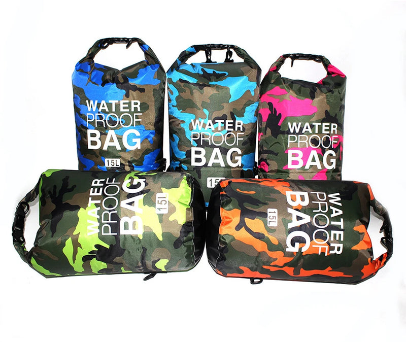 2/5/10/15/30L Outdoor Camouflage Waterproof Dry Bags Portable Rafting Diving Dry Bag Sack PVC Swimming Bags for River Trekking