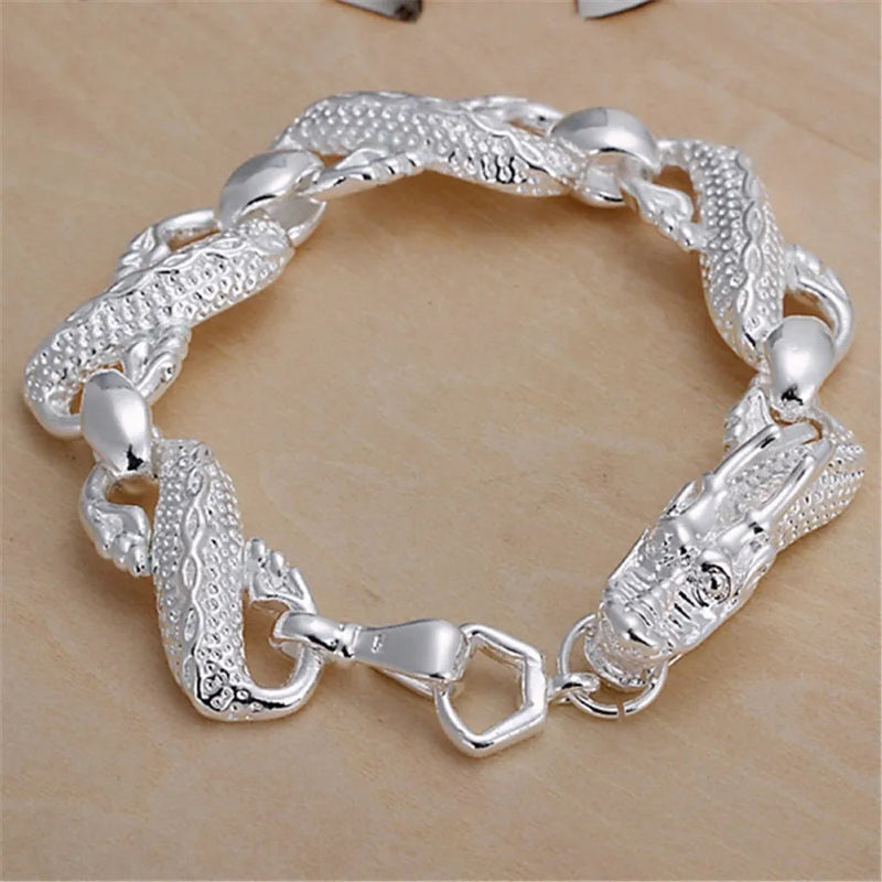 925 Sterling Silver Exquisite Solid Chain Bracelet Fashion Charm Women Men Solid Wedding Cute Simple Models Jewelry