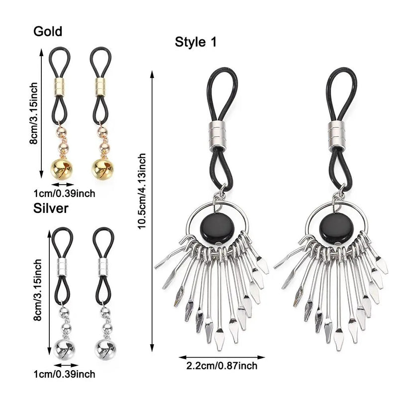 Nipple Clamps for Women Metal Fake Nipple Piercing Nipple Accessories Nipple Rings Faux Pendant Dangle Nipple Jewelry