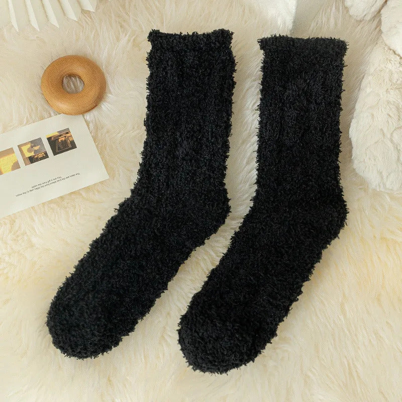 Autumn Winter Coral Velvet Socks Cute Cat Claw Socks For Women Children Girls Middle Tube Thickened Sleep Socks Home Floor Socks