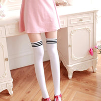 Black White Striped Long Socks Women Sexy Over Knee Thigh High Socks Over The Knee Stockings Ladies Girls Warm Long Tube Socks