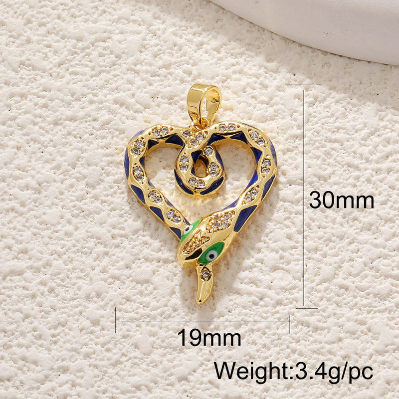 BenS Leopard Pattern Heart Pendant Enamel Dripping oil charms for DIY handmade Necklace Jewelry accessories wholesale P17