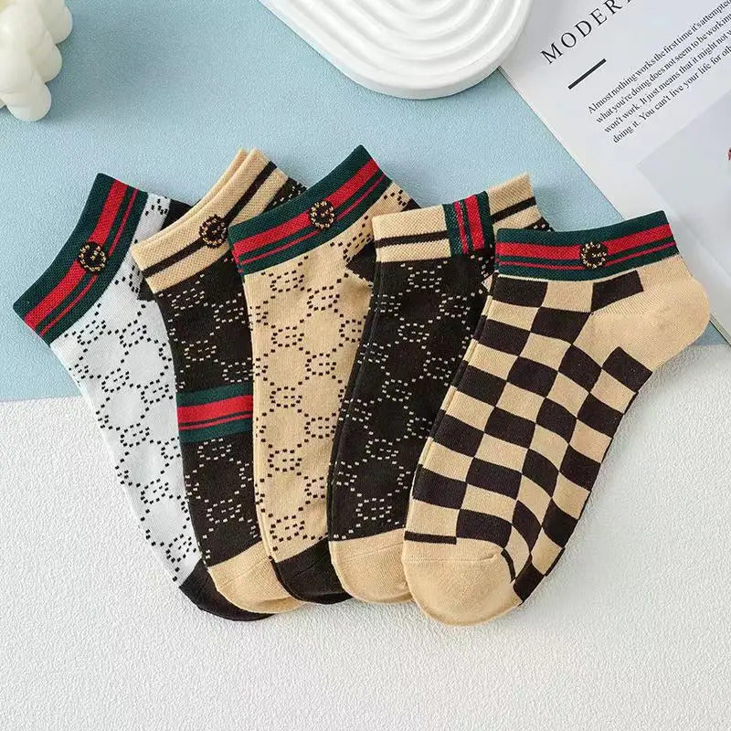 5 Pair Men's Summer Thin Socks Absorbent Sweat Breathable Anti-odor Light Luxury Boat Socks Summer Shallow Mouth Short Socks