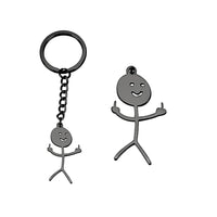 Skyrim Hip Hop Fxck You Funny Doodle Pendant Keychain Holder Stainless Steel Middle Finger Stickman Keyring Car Key Chains Gift