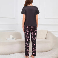 Women's Pajama Set Casual Heart print T-Shirt With Pants Sleepwear Loungewear Nightwear 2 Piece Sets Pijama Pajamas for women