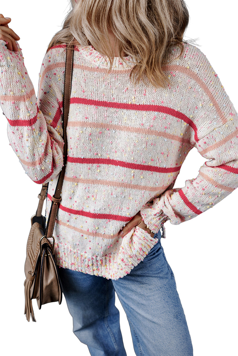 Pink Striped Confetti Knit Sweater