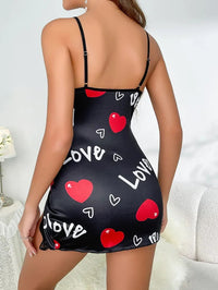 Women Sleepwear Nightgown Sexy Lingerie Love Printed Halter Backless Mini Dress Casual Pajamas Sleepshirts Nighties