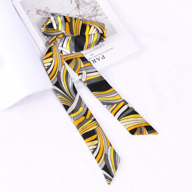 New Print Flower Small Scarf for Women Handle Bag Ribbons Brand Fashion Head Scarf Small Long Skinny Scarves Wholesale Headbands