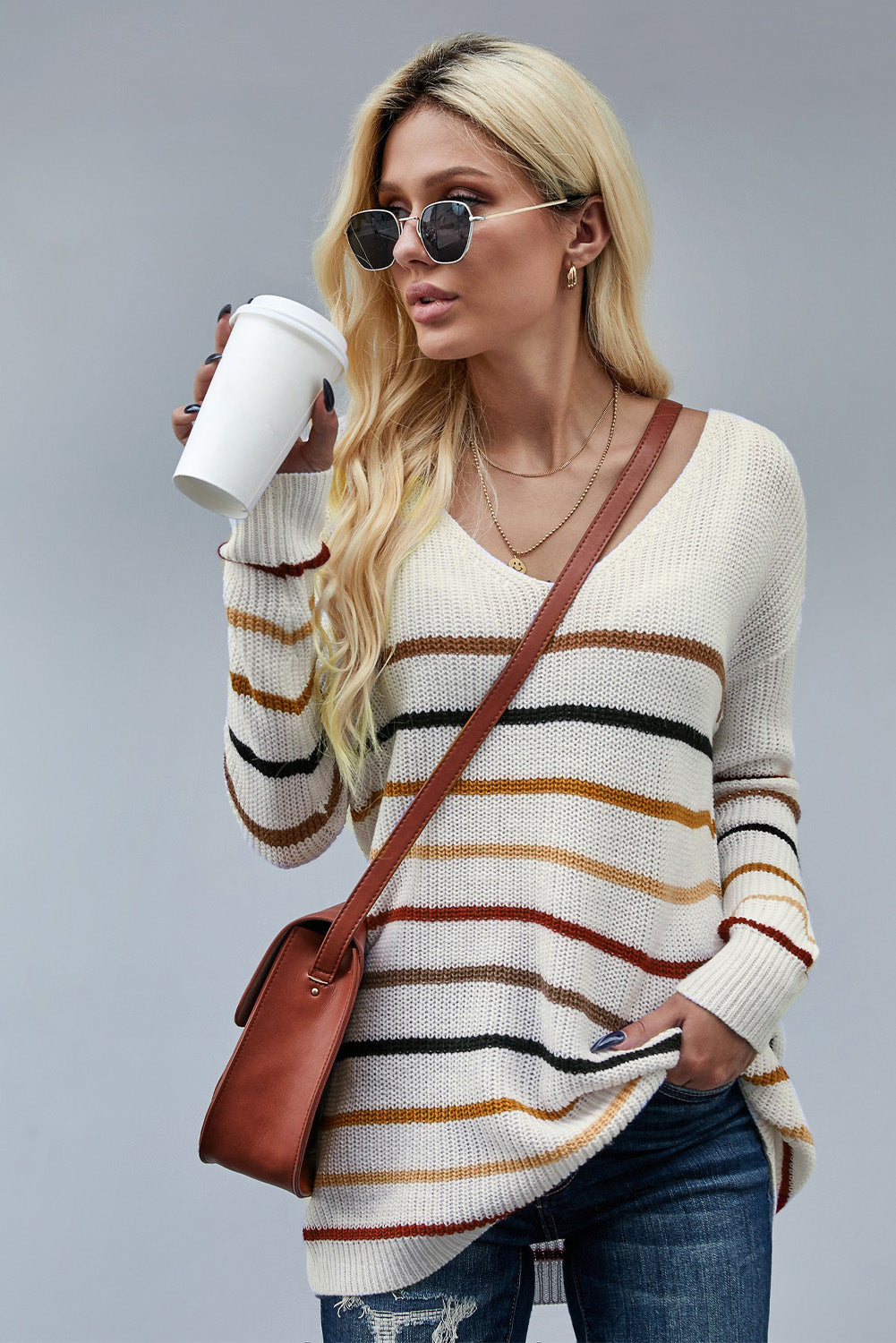 Multicolor Striped Knit Sweater