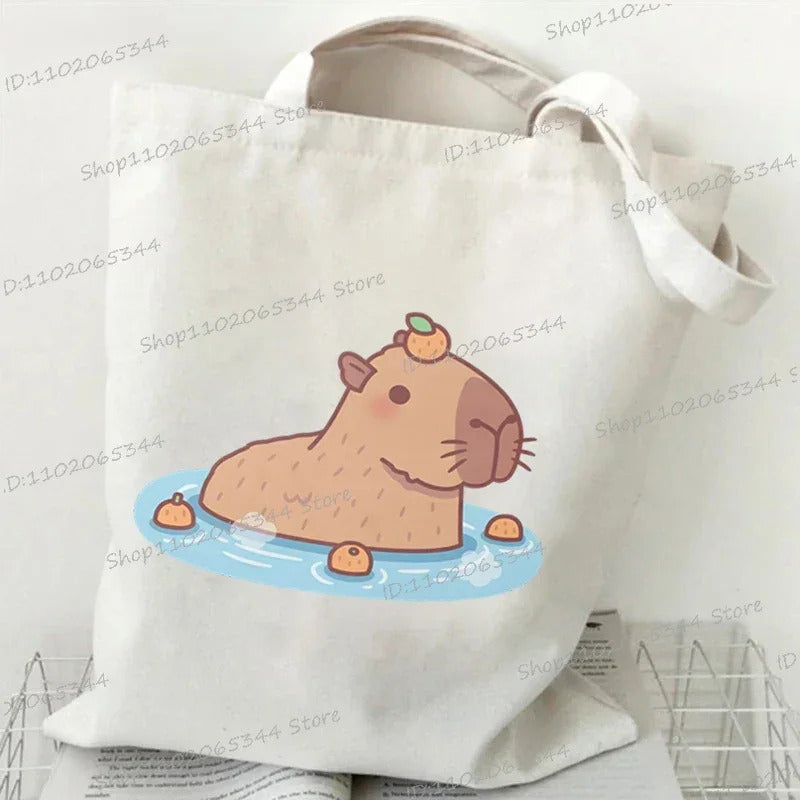 Bobo Tea Capybara Graphics Women Handbags Harajuku Animal Shoulder Bag Fashion Cartoon Tote Shopping Bag Side Bag for Ladies