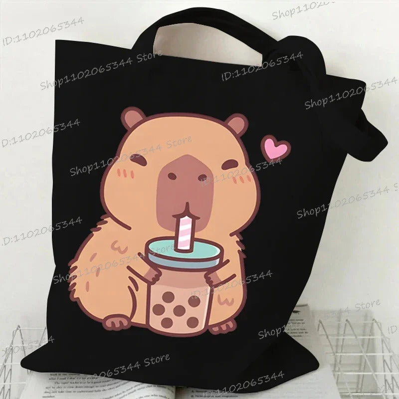 Bobo Tea Capybara Graphics Women Handbags Harajuku Animal Shoulder Bag Fashion Cartoon Tote Shopping Bag Side Bag for Ladies