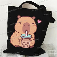 Bobo Tea Capybara Graphics Women Handbags Harajuku Animal Shoulder Bag Fashion Cartoon Tote Shopping Bag Side Bag for Ladies