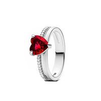 Valentine's Day Gift Red Heart 925 Sterling Silver Elegance Ring For Women Jewelry Rings For Wedding Party