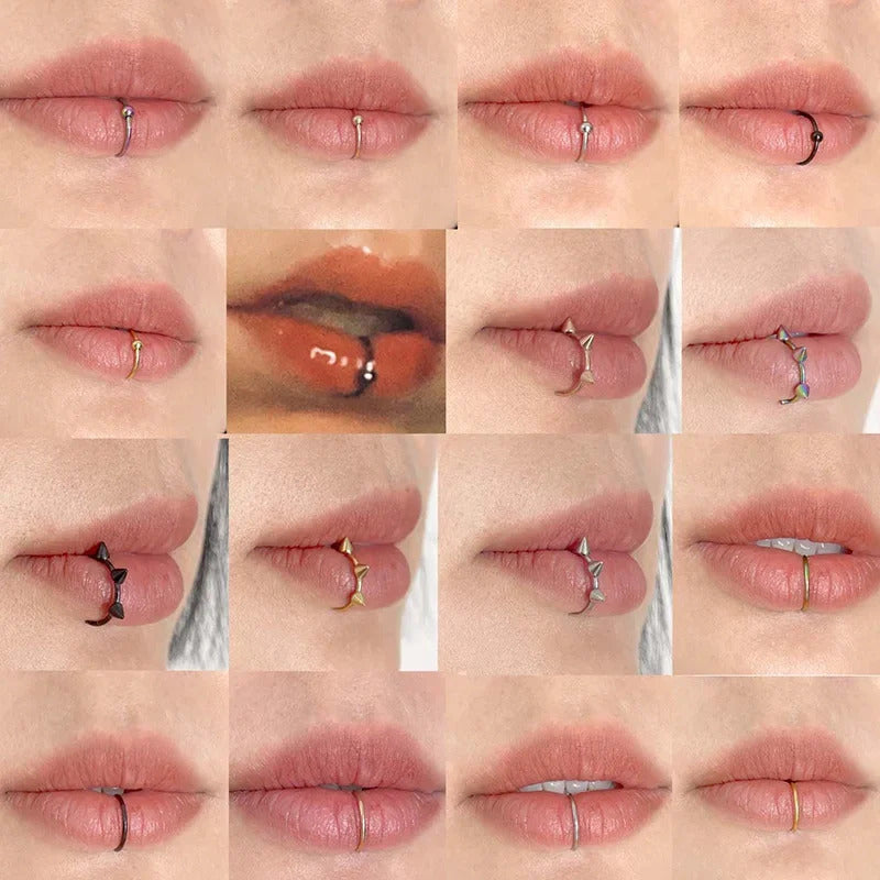 1Pc Stainless Steel Fake Nose Ring Hoop Septum Rings C Clip Lip Ring Earring Fake Nose Piercing Women Body Jewelry Non-Pierced