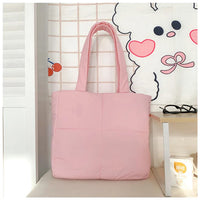 2024 New Sanrio Handbag Cartoon Cute Down Fabric Kuromi Tote Bag Shoulder Pacha Dog Cute Stationery Bag Large Capacity Handbag