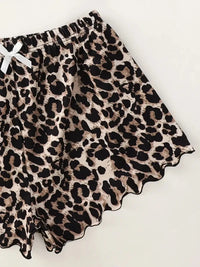 Women's Pajamas Set Sexy Lingerie Leopard Print Sling Sleepwear V-Neck Sleeveless Top and Shorts Sets Pyjamas Homewear