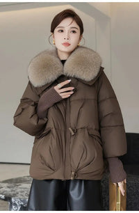 Women's Cotton Coat,Spliced Jacket,Korean Parkas,Female Clothing,Fur Collar,Winter,New