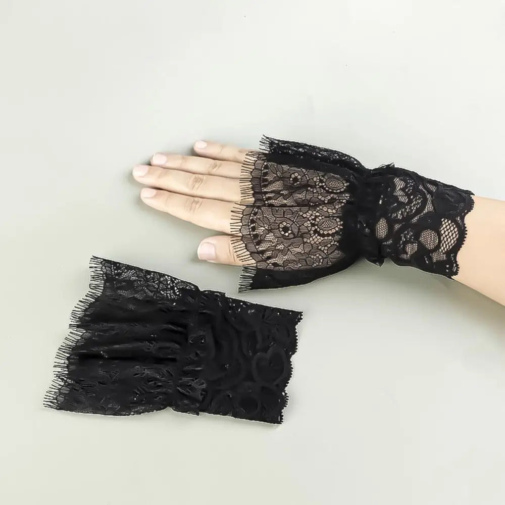 1Pair Detachable Fake Sleeves Spring Autumn Wild Sweater Decorative Sleeves Lace Ruffles Elbow Sleeve Cuff universal Fake Cuff