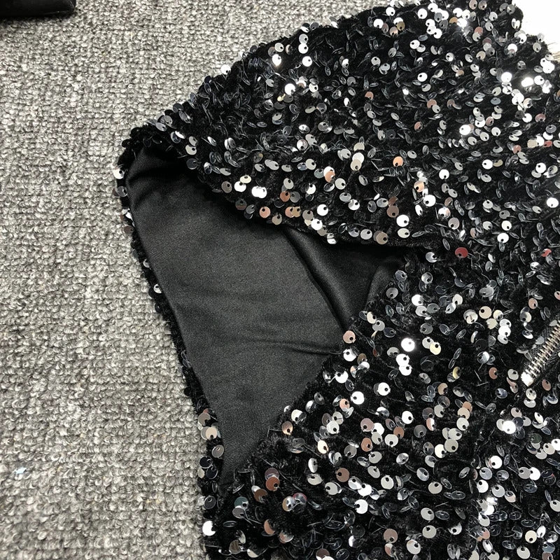 Whole Body The New 2023 Sparkling Sequins Shorts Women Short Zipper Nightclub Woman Slim Fit for Silver and Black   Sexy Shorts