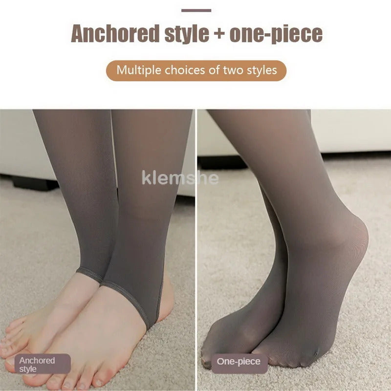 Women's Fleece Tights Ladies Warm Winter Tights Leggings Thick Fleece Panty Fake Translucent Pantyhose Thermal Stockings Woman