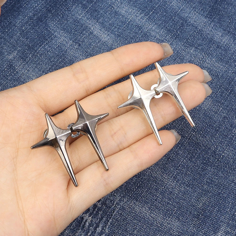 4Set Cross Star Metal Jeans Button Snaps Detachable Pants Clips Buttons Pins DIY Waist Tightener Clothing Buckles Sewing Tools