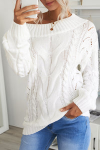 White Chunky Oversized Pullover Sweater