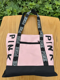 Sports Fitness Tote Bag Nylon Fabric Bags Women Handbag Pink Letter Graphic Tote Handbags Woman Shoulder Bags Casual