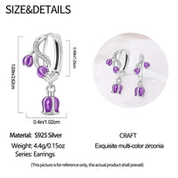 Fresh Spring Women's 925 Sterling Silver Tulip Rose Bee Fruit Original Design Earrings Fit Engagement Party Exquisite Jewelry