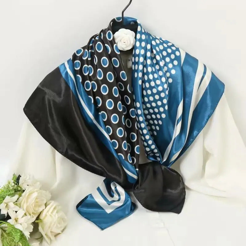 90*90cm Women Scarf Silk Feeling Hair Neck Square Brand Office bandanna muffler Waiter Flight Attendants Handkerchief Rings wrap