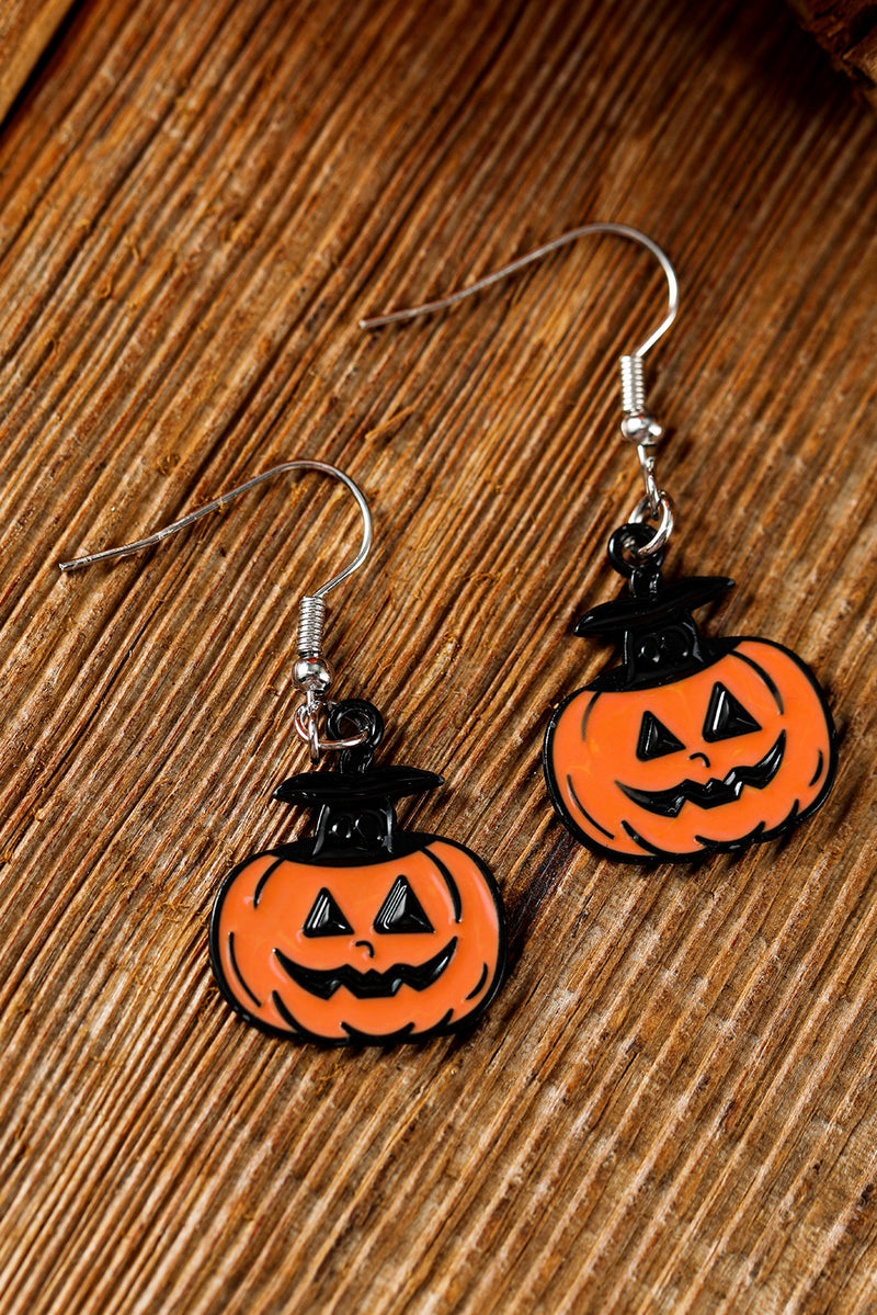 Carrot Pumpkin Face Halloween Necklace Earrings Jewelry Set