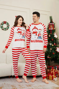 New Christmas family home dress Christmas Deer Snowman family suit red and white stripes patchwork printed pyjamas two-piece set