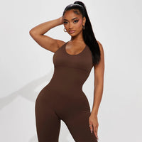 Solid Sexy Jumpsuits Women Summer Sleeveless Rompers Bodysuit Backless Casual Bodycon Playsuits Sports Fashion Streetwear Ladies