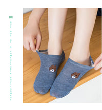 3/5/6/10 Pairs of WOMEN and MEN Cotton Socks, Casual Breathable Short Socks, and Girls' Cartoon Bear Low Cut Ankle Boat Socks