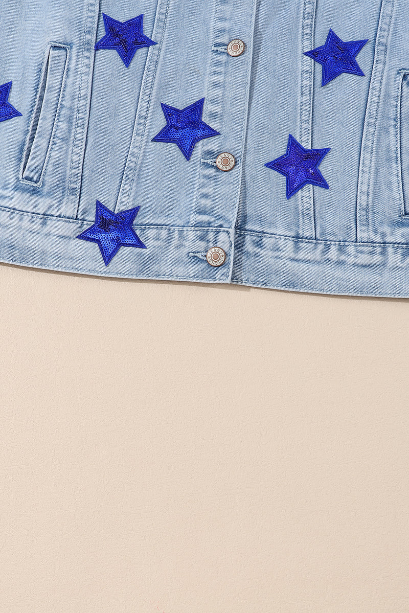 Bluing Sequin Star Flap Pocket Denim Jacket