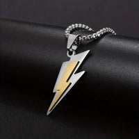 RAKOL Trendy Gamepad Lightning Stainless Steel Necklaces For Women Men Gold Color Metal Necklace Party Everyday Jewelry